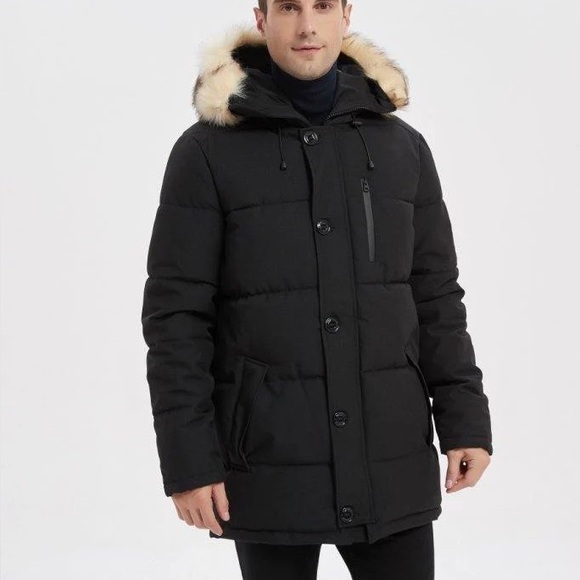 Puremsx Other - Puremsx Men's 3XL Hooded Down Quilted Parka Coat with vegan fur NWT black